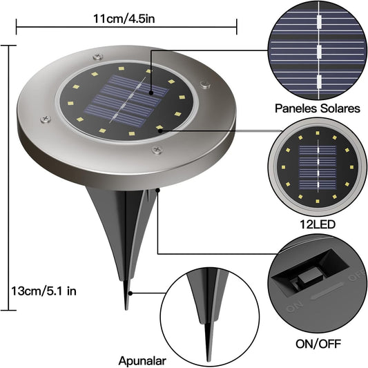 Set x4 Focos Solares - 12 LEDs