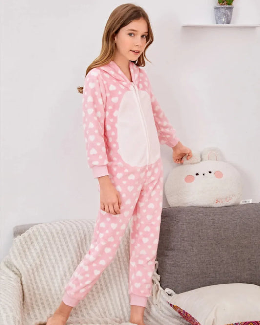 Pijama Infantil Rosa - Corazones