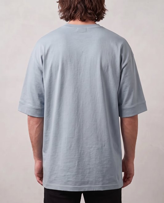 Remera oversize premium celeste - espalda