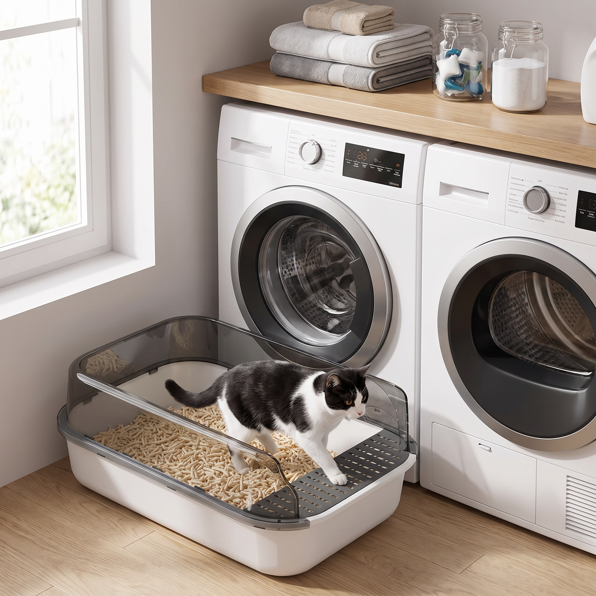 Baño sanitario semi cerrado para gatos