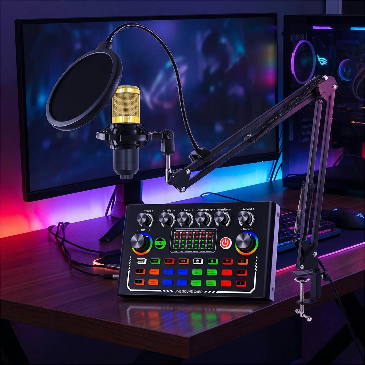 Kit de streaming micrófono BM800 con interfaz RGB F009