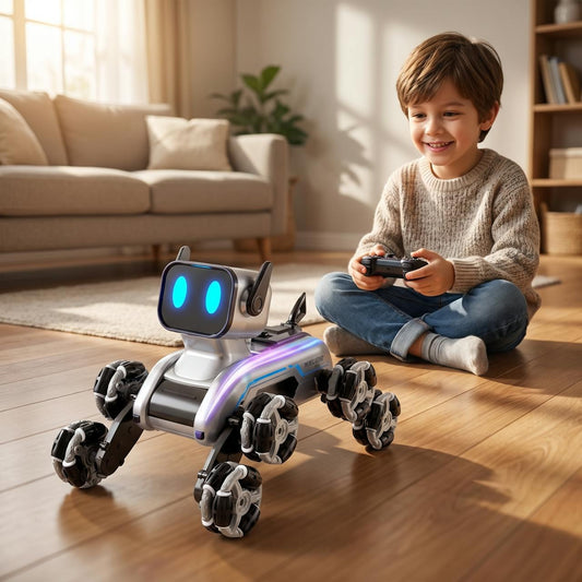 Perro robot con ruedas a control remoto