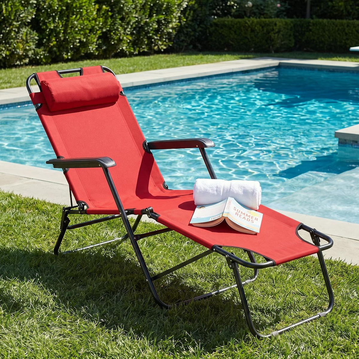 Reposera plegable reclinable con almohada