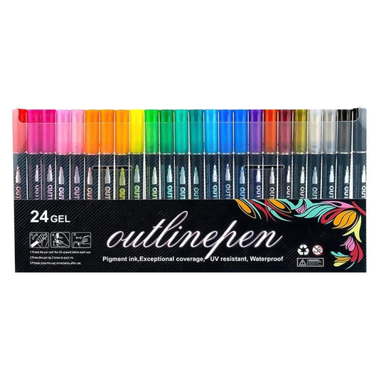 Marcadores doble línea metalizados 24 colores