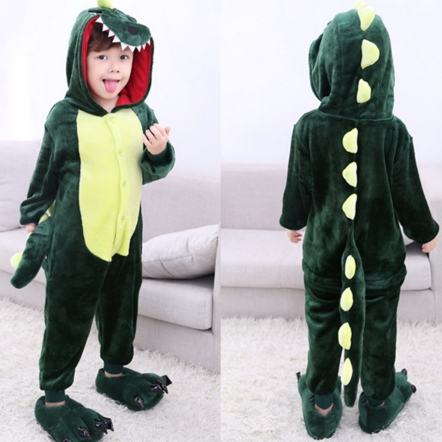 Pijama Infantil de Dinosaurio - Verde
