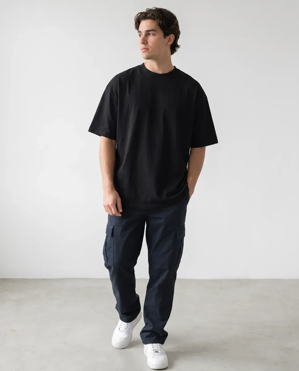 Remera Oversize Hombre 100% Algodón - Negro