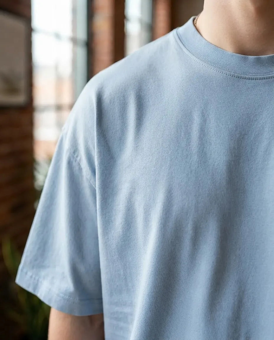 Remera Oversize Hombre 100% Algodón - Celeste