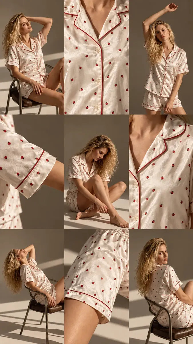 Pijama Mujer Satinado - Vaquitas