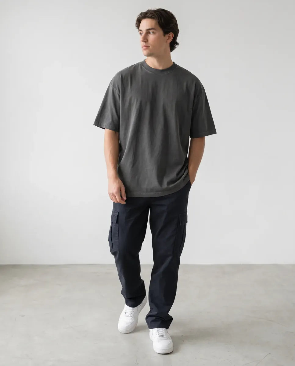 Remera Oversize Hombre 100% Algodón - Gris