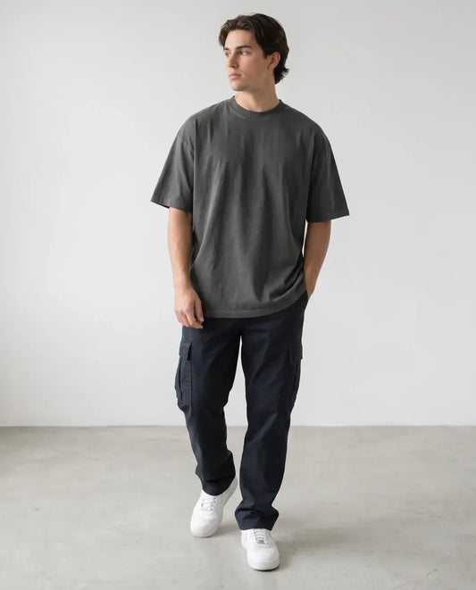 Remera Oversize Hombre 100% Algodón - Gris