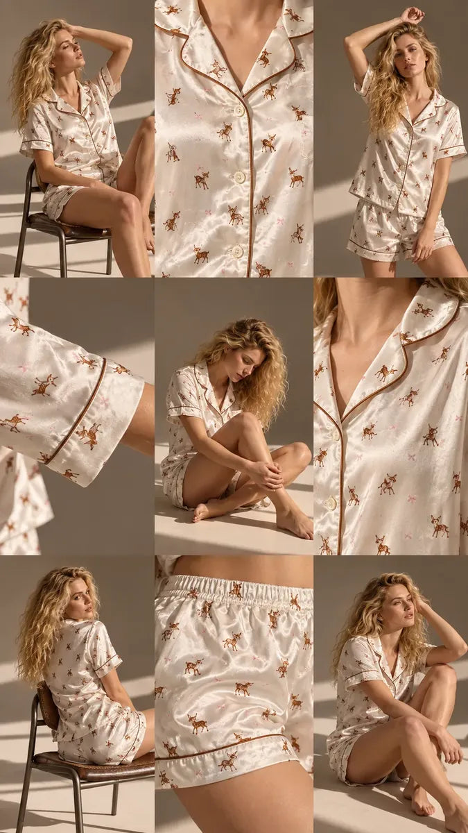 Pijama Mujer Satinado - Venado