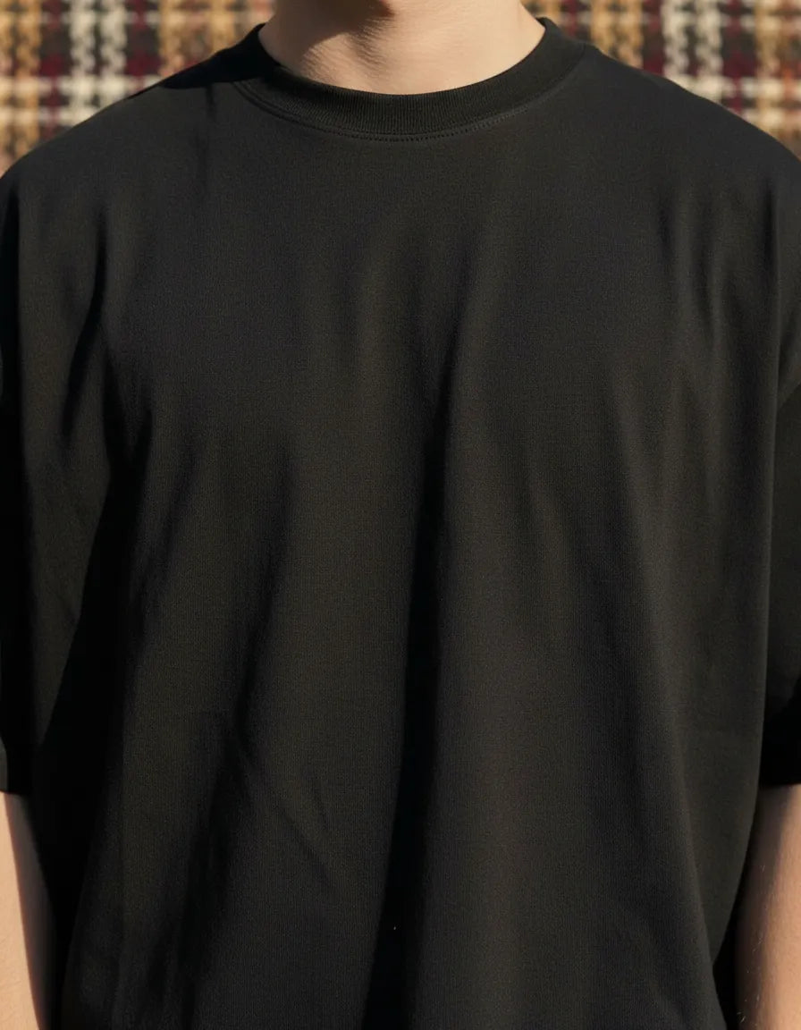 Remera Oversize Hombre 100% Algodón - Negro