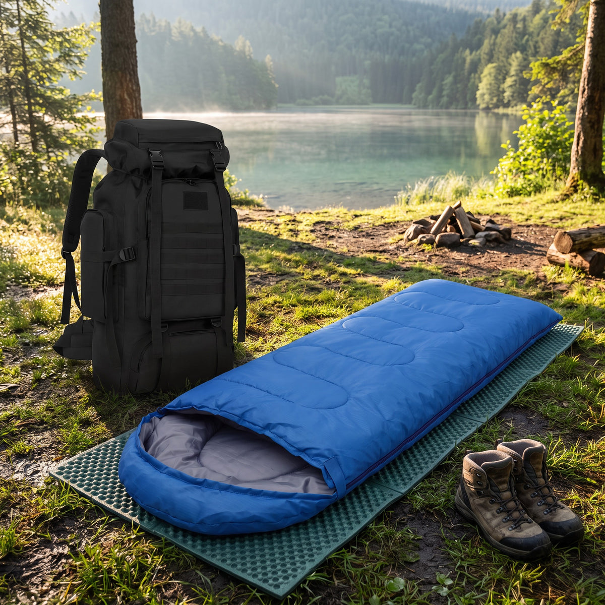 Combo Camping: Mochila Táctica 80L + Sobre de Dormir