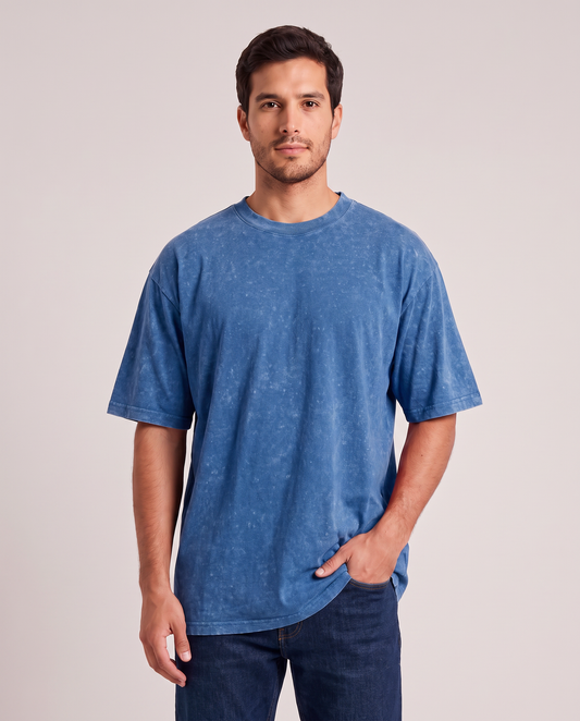 Remera oversize lavada azul - estudio