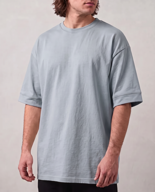 Remera oversize premium celeste - frente