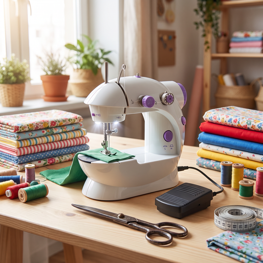 Mini máquina de coser con luz y pedal