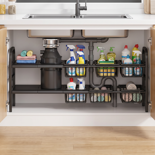 Organizador extensible bajo mesada de 2 niveles