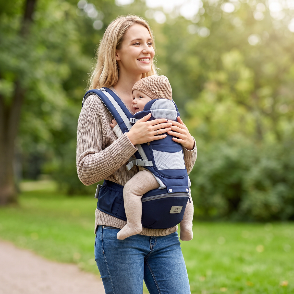 Mochila porta bebé ergonómica con asiento