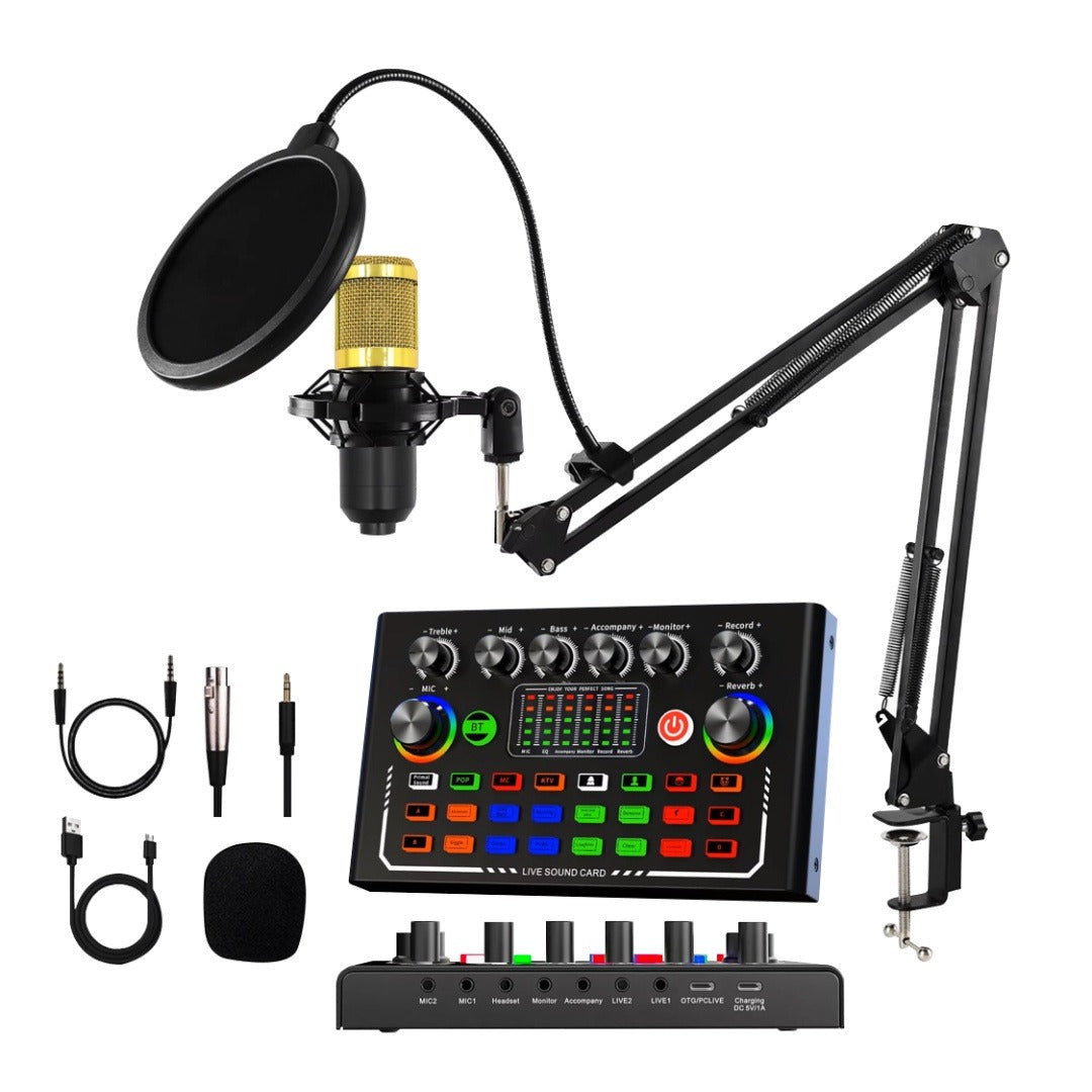 Kit de streaming micrófono BM800 con interfaz RGB F009