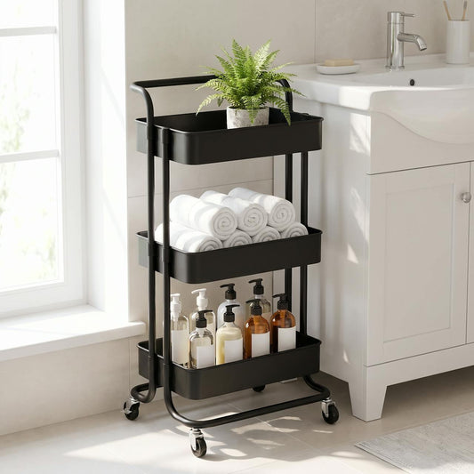 Carrito organizador metálico de 3 estantes