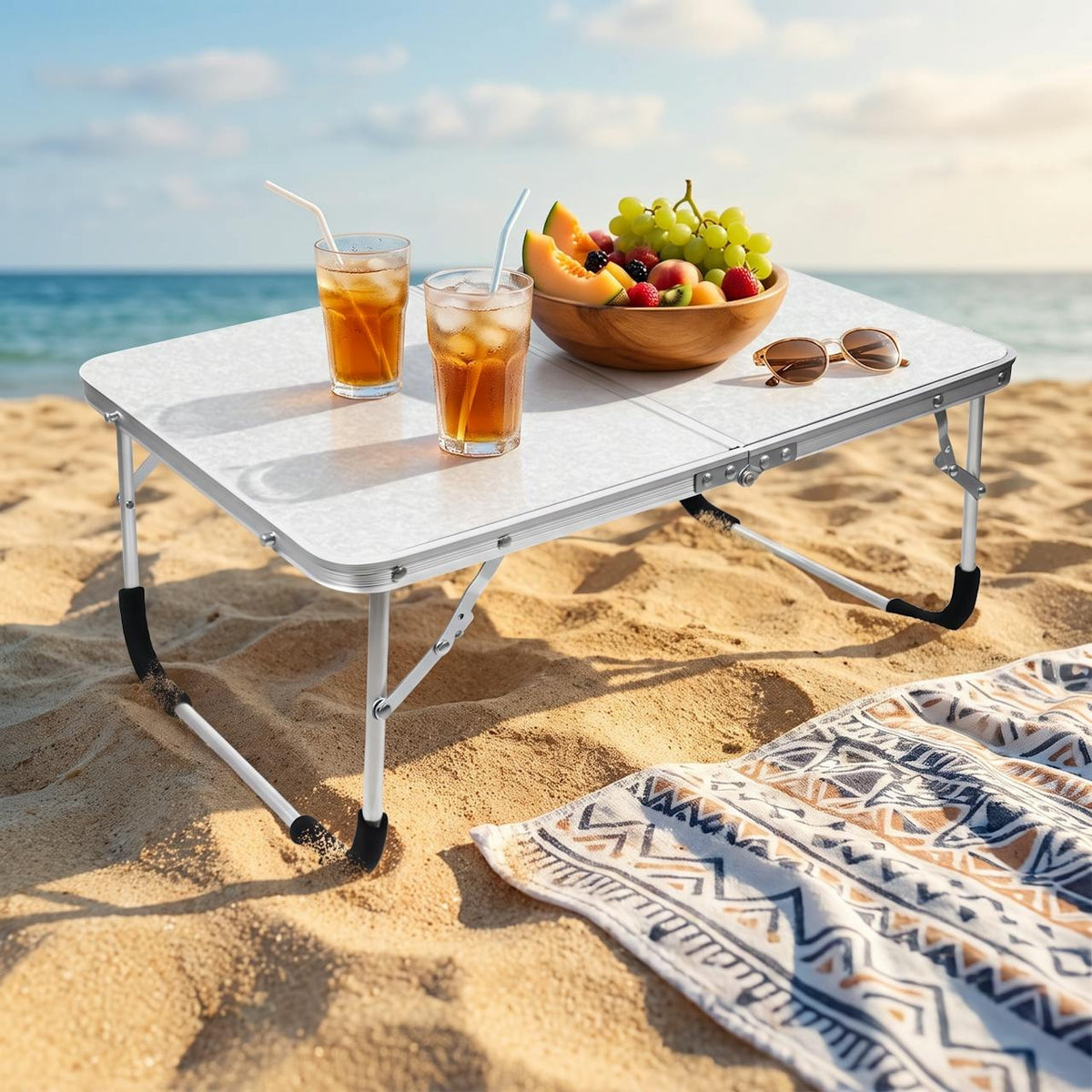 Mesa plegable baja para camping y playa
