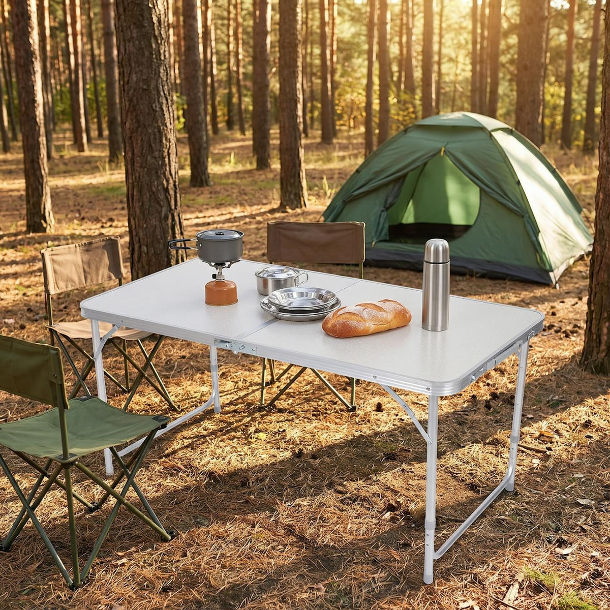 Mesa plegable de aluminio tipo valija 120 x 60 cm