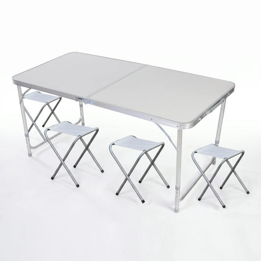 Mesa plegable para camping con 4 bancos