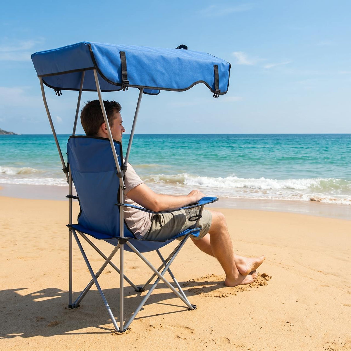 Silla plegable con toldo para camping y playa