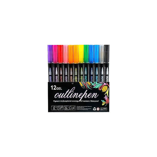 Marcadores doble línea metalizados 12 colores