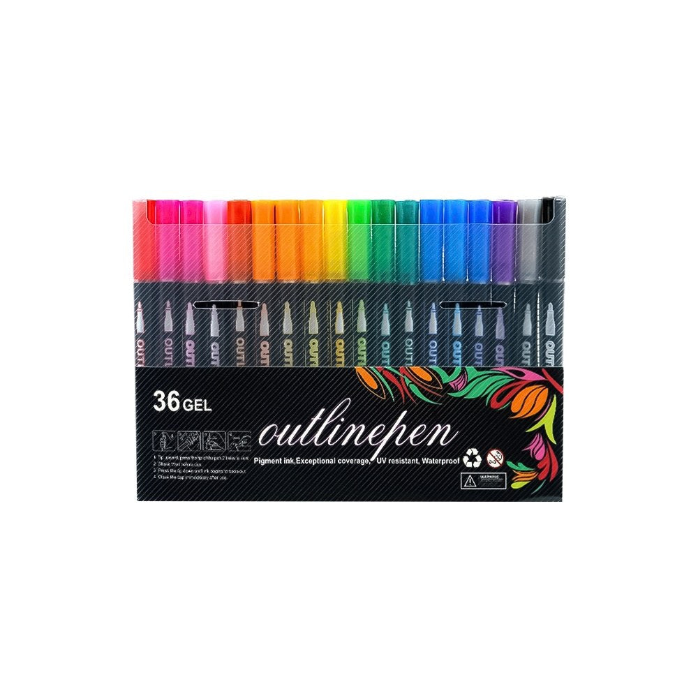 Marcadores doble línea metalizados 36 colores