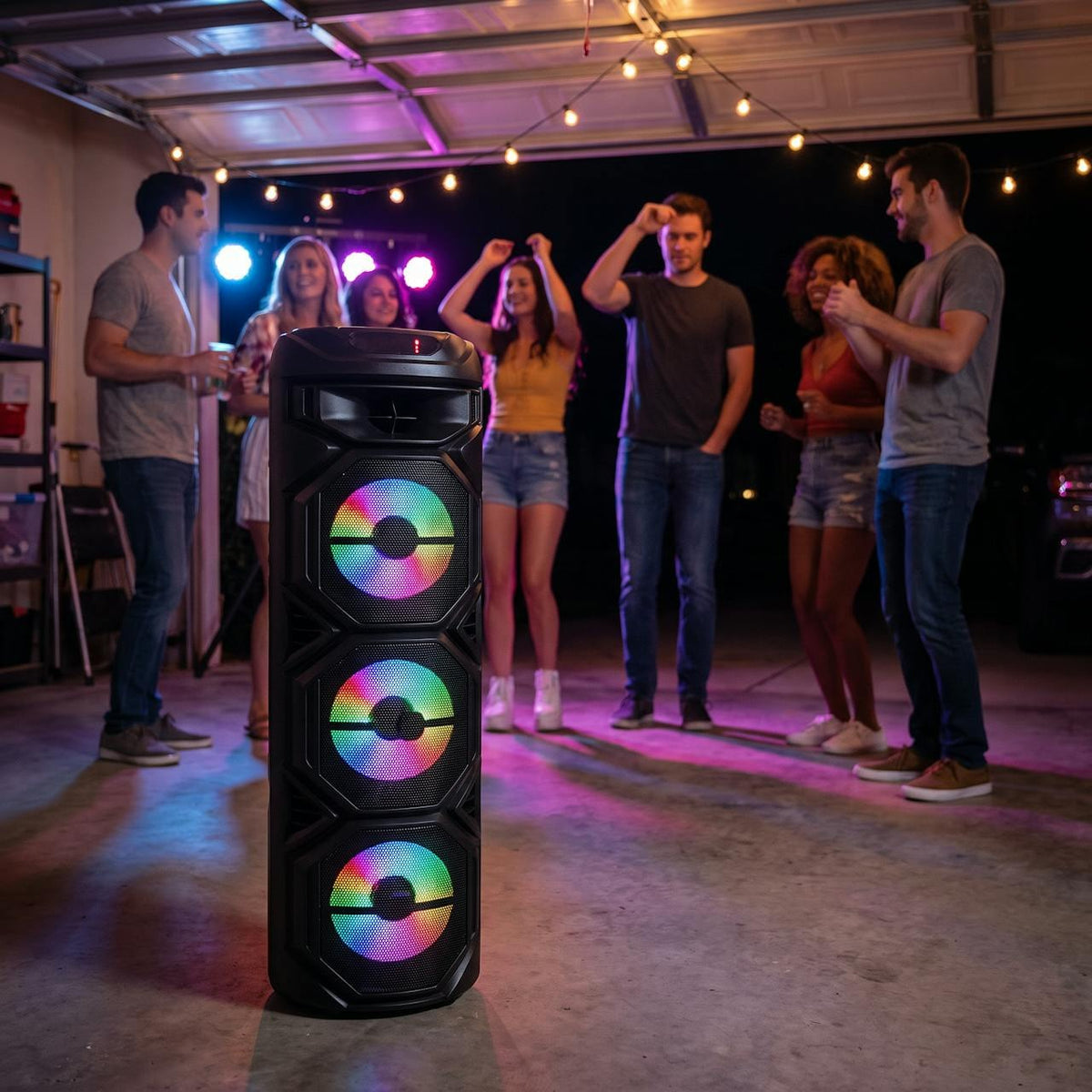 Parlante torre 3x8 LED RGB