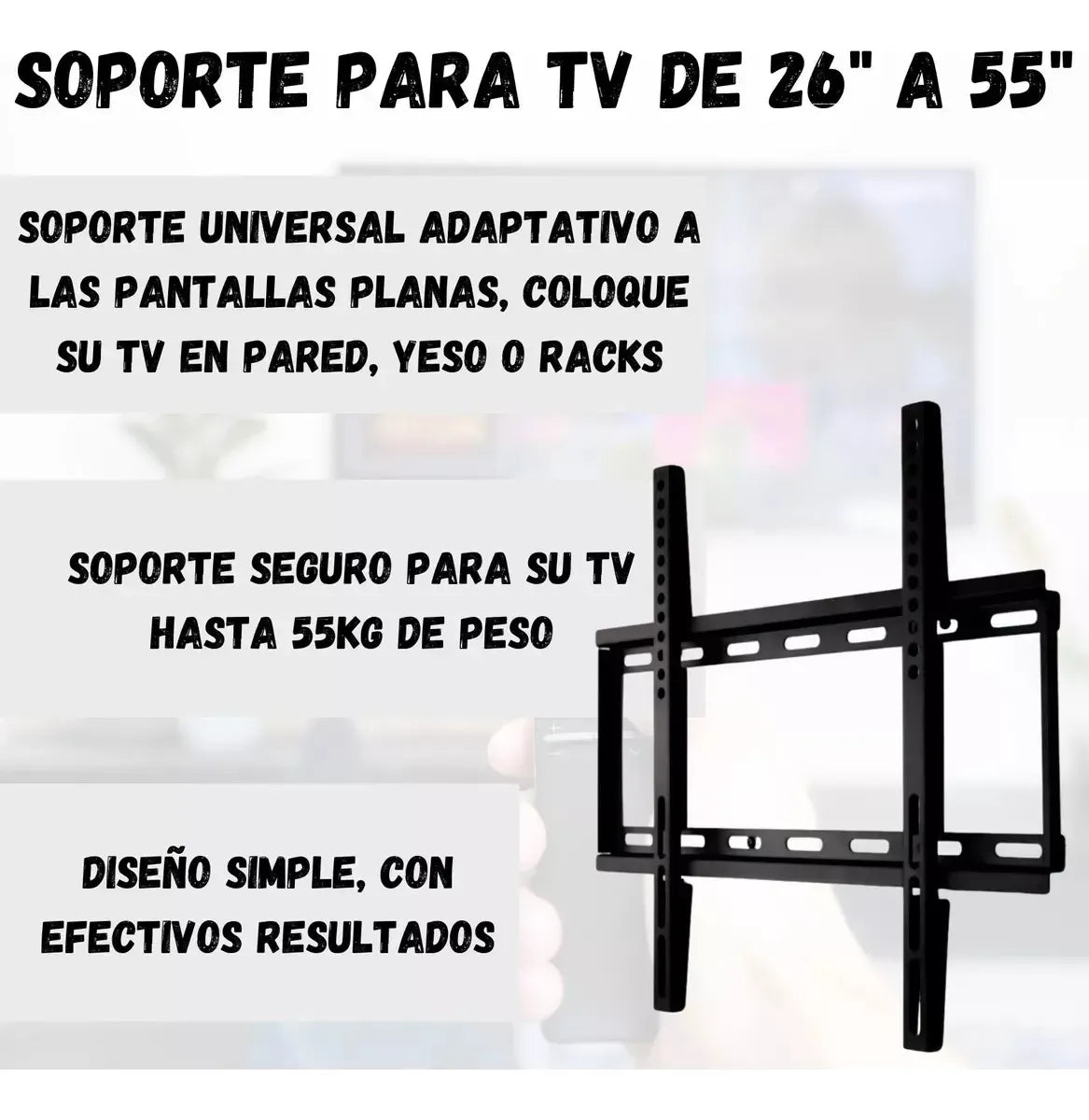 Soporte de Pared para TV 26" a 55" Fijo Gran Resistencia