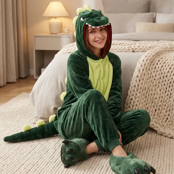 Pijama Dinosaurio + Pantuflas de Garritas